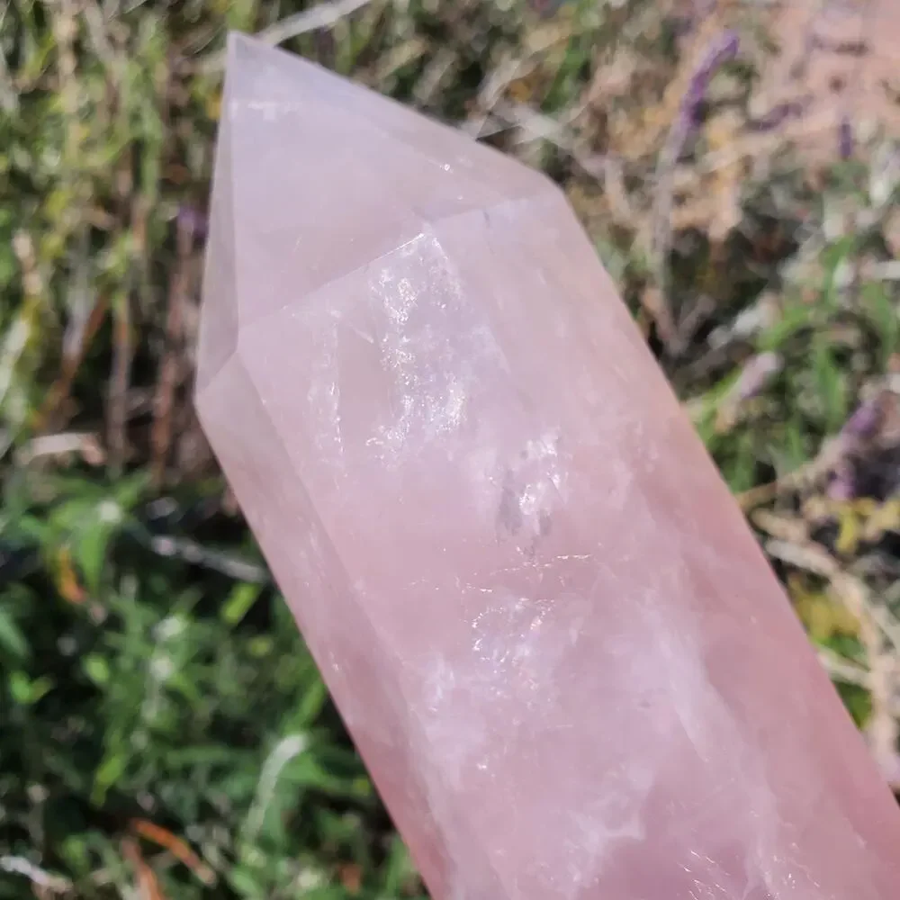 XL Rose Quartz Large Deep Pink Flashy Crystal Tower 1610 grams